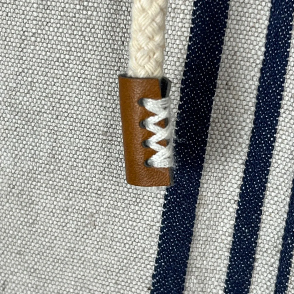 Soft Surroundings‎ Striped Linen Blend Pants Womens 1X Beige Navy Blue Coastal
